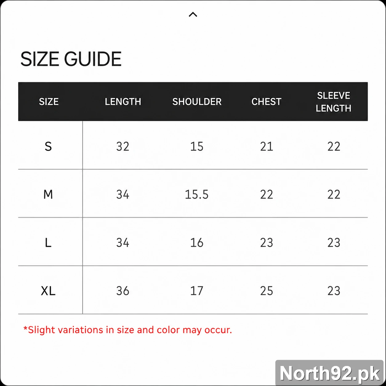 size chart