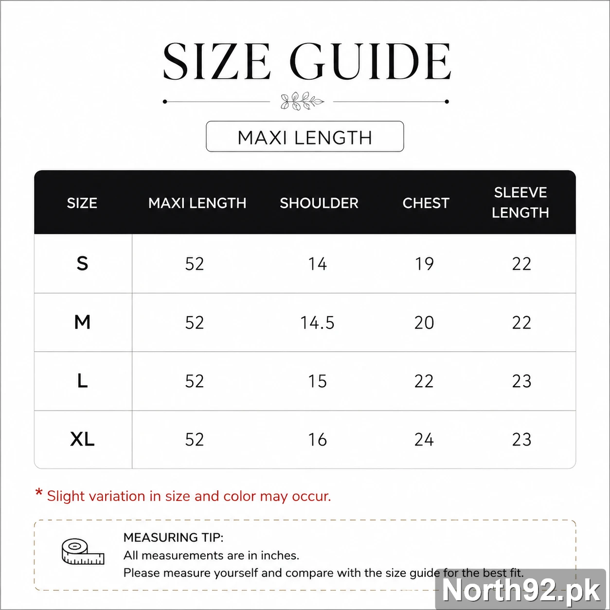 size chart