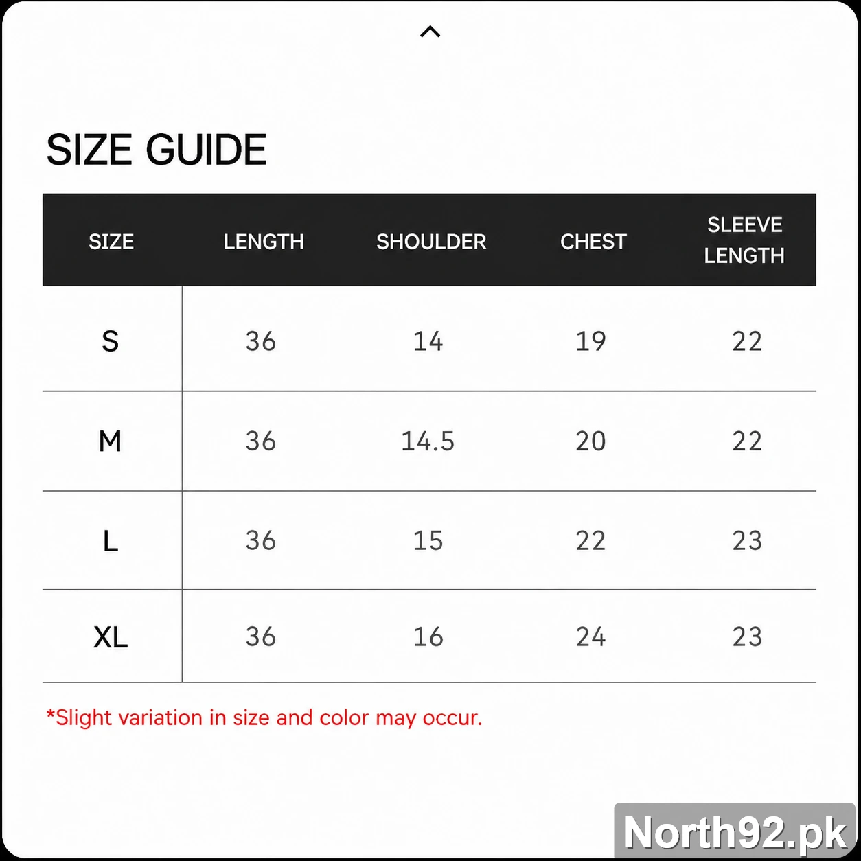 size chart